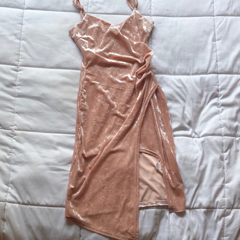 Pink velvet dress